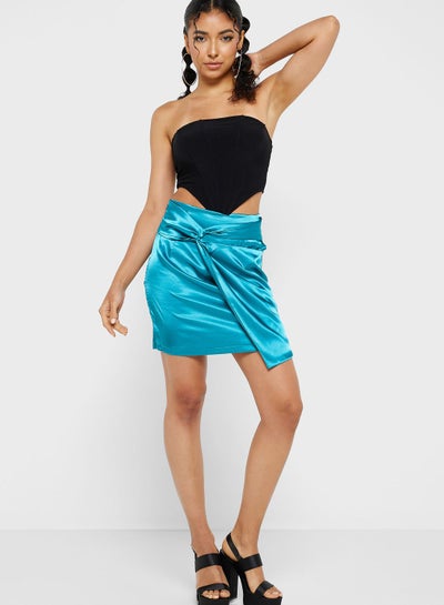 Buy Gathered Asymmetrical Hem Skirt in UAE