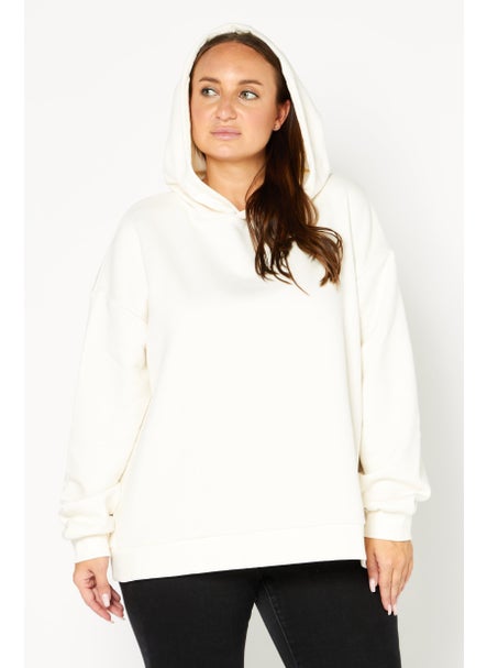 اشتري Women Long Sleeve Embroidered Logo Hoodie, Cream في السعودية