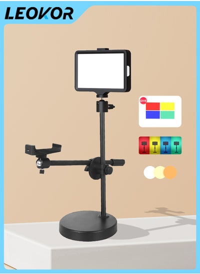 Buy Desk Video Light with Stand,Overhead telescopic support,Desktop Laptop Ring Light for Video Recording,Live Streaming,Video Conference in Saudi Arabia