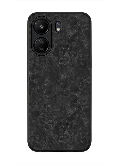 Buy Rugged Black edge case for Xiaomi Poco C65, Slim fit Soft Case Flexible Rubber Edges Anti Drop TPU Gel Thin Cover- Marble Texture Black in UAE