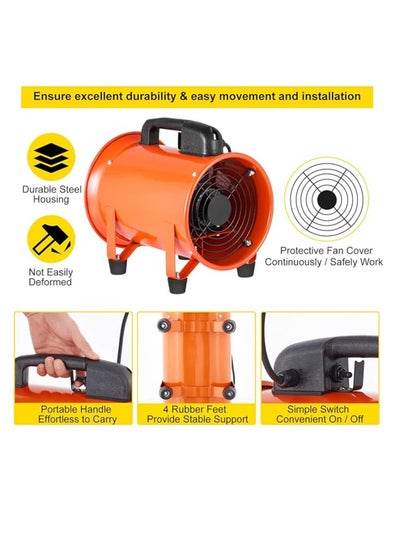 Buy Ventilator 10 Inch Portable Propeller Ventilator Air Axial Metal Blower 2800 Rpm Workshop Ventilation Fan Multifunctional Ventilator Fume Extractor in UAE