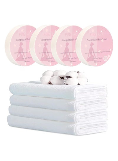 اشتري Large Compressed Towel 39 x 27 inch Disposable Cotton Bath Towels Portable Light and Reusable Suitable for Hiking Camping Beach Swimming and Traveling (5 PCS) في الامارات