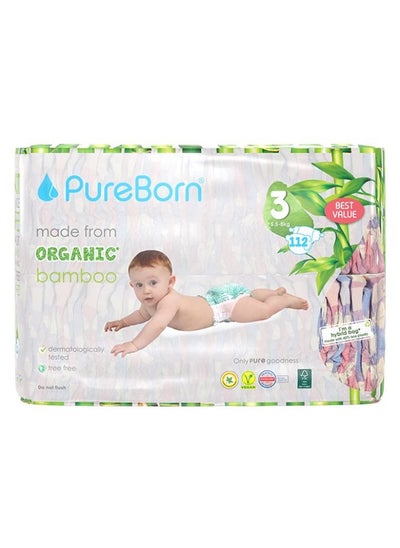 Buy Organic Bamboo Size 3 Diapers 5.5-8 Kg 112 Count in UAE