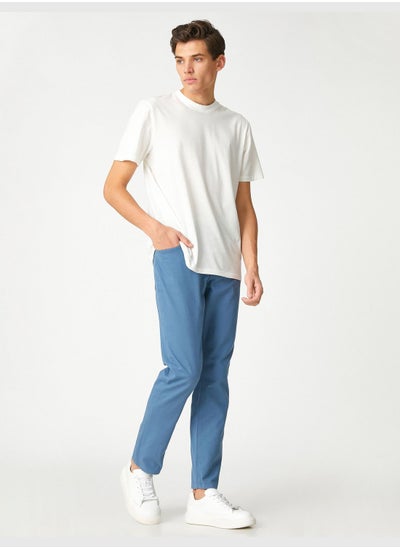 اشتري Basic Gabardine Trousers Buttoned Pocket Detail Cotton في الامارات