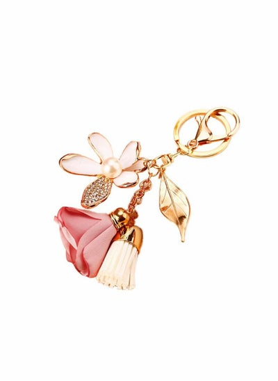 Buy Flower Keychain for Women, Rhinestone Tassel Leaf Key Ring Women Wallet Bag Pendant Charms, Car Keys Handbag Purse Pendant, Rhinestone Charm Key Ring Bulk Cute Decoration, Kawaii Lanyard in UAE