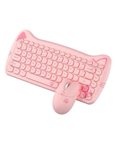 Wireless Keyboard and Mouse, 2.4GHz Wireless Retro Cute Cat Keyboard ...