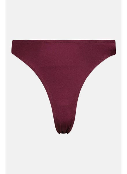 اشتري Women Solid Pull On Bikini Bottom, Maroon في الامارات