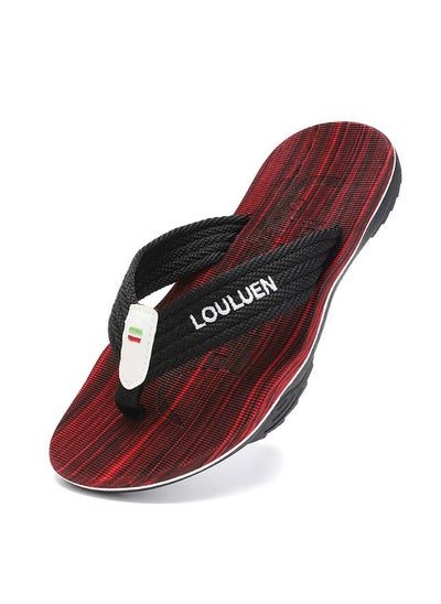 Buy Men's New Flip-flops Anti-skid Beach Shoes Red in Saudi Arabia