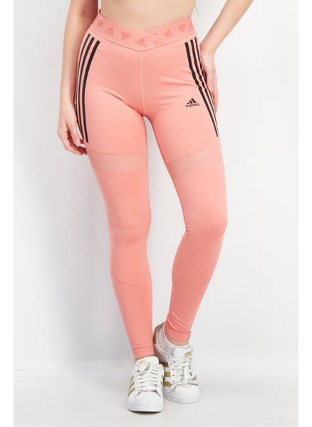 Buy Women Sportswear Fit Brand Logo Training Leggings, Pink/Black in UAE