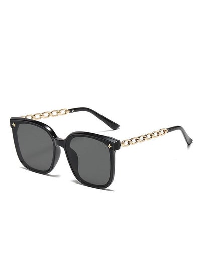 اشتري نظارة شمسية كلاسيكية بسلسلة كلاسيكية للرجال والنساء ، نظارات شمسية بإطار كبير نظارة تصوير شارع الموضة الأوروبية والأمريكية - المقاس: 46 مم أسود في السعودية