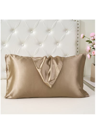 اشتري Satin Pillowcases 2-Pcs Soft And Silky Pillow Cover For Hair And Skin Care With Envelope Closure (Without Pillow Insert),Gold في السعودية