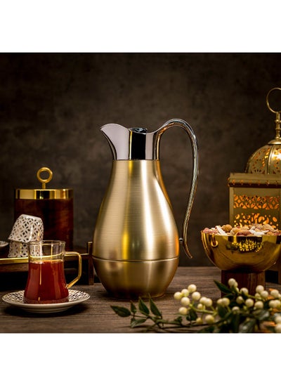 Buy Steel Vacuum Flask Greek Chrome & Matt Gold 1L in Saudi Arabia