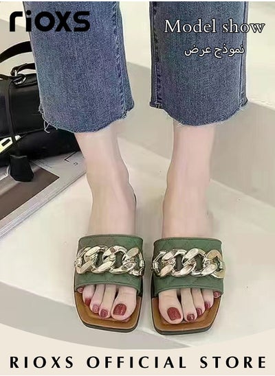 Buy Women's Slippers Soft Sole Sandals Flats Non-Slip Beach Sandals For Indoor Or Outdoor Use in Saudi Arabia