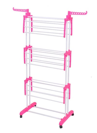 Buy 4-Layers Stainless Steel Clothes Hanger white/pink in Saudi Arabia