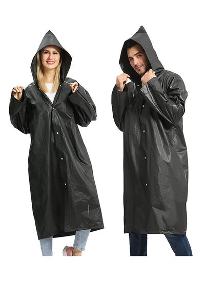 اشتري Raincoat Rain Poncho for Adults, 1 Pack EVA Rain Poncho for Women and Men Reusable Raincoat Jacket Packable for Family FishingTravelEmergency with Hood and Elastic Sleeving في الامارات