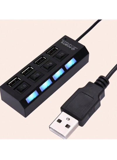 Buy 4-Port USB 2.0 Hub - High-Speed 5Gbps Transfer | Independent Switches | Plug and Play | Compatible with Multiple Devices in UAE