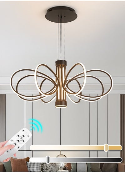 Buy Modern LED Chandelier, 130W Adjustable Height Chandelier with Remote Control, Dimmable Light, 34.6in Length, Three Color Temperatures (3000K-6000K), Ideal for Living & Dining Rooms, 15-20m² Spaces in UAE