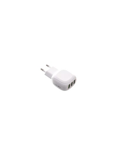 Buy A3309 High Quality EU Plug Fast Travel Charger 3 USB Ports 17W With Lightning USB Cable - White in Egypt