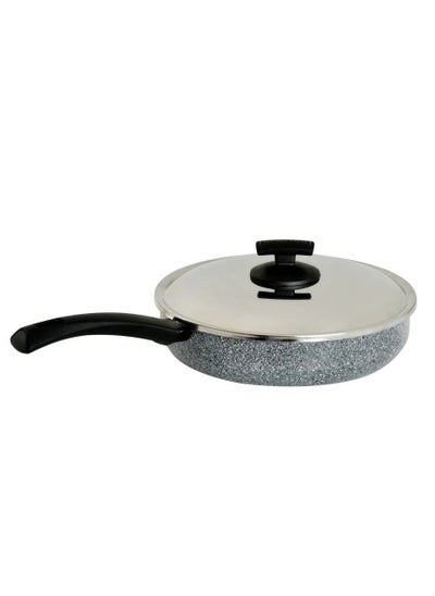 Buy Newflon non-stick granite frying pan with lid, high quality, 26 cm in Saudi Arabia