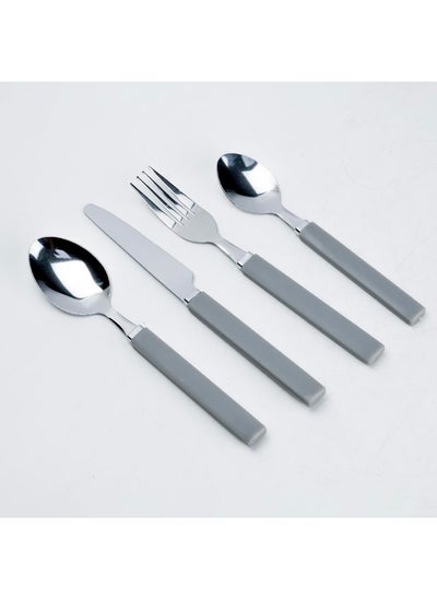 Buy 19-Piece Cutlery Set In Round Plastic Pack - Dark Grey Stainless Steel Flatware in UAE