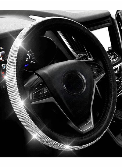 اشتري Diamond Leather Steering Wheel Cover with Bling Bling Crystal Rhinestones في الامارات