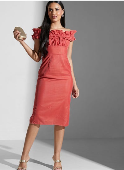 Buy Bardot Ruffle Detail Dress in UAE