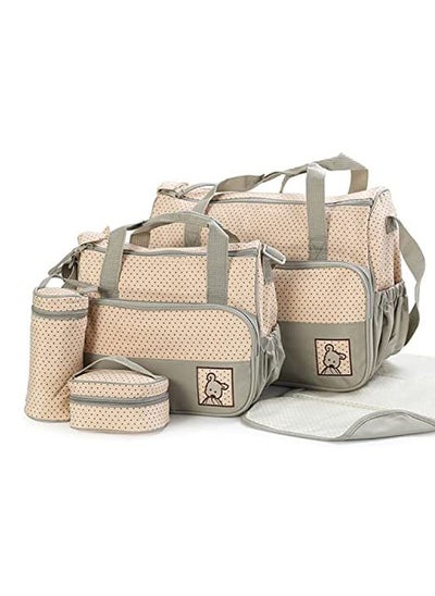 اشتري 5-Piece Dotted Baby Diaper Bag Set Khaki في السعودية