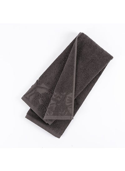 Buy Flower Hand Towel, Charcoal Grey - 480 GSM, 80x50 cm in UAE