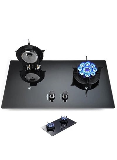 Buy Two-burner gas stove made of tempered glass, 75*43 cm in Saudi Arabia