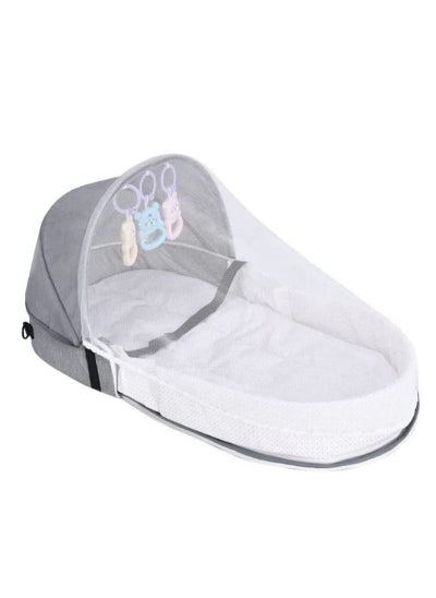 Buy Baby Crib Cradle, Travel Cot Portable Baby Bed Travel Bassinet Foldable Infant Crib Baby Cots, Adjustable Canopy Bedside Baby Crib 3 in 1 Folding Baby Bassinet with Mosquito Net in UAE