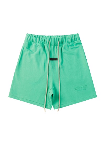 Buy FEAR OF GOD Essentials Silicone Sporty Mens Shorts Summer spring garden green in UAE