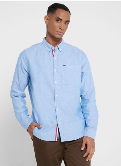 Buy Thomas Scott Men Blue Slim Fit Pure Cotton Casual Sustainable Shirt in Saudi Arabia