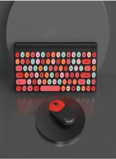 اشتري Wireless 86 Keys Keyboard 3 Keys Mice Colorful Multimedia Function Keys Battery Powered Plug And Play For Desktop PC Red & Black في الامارات