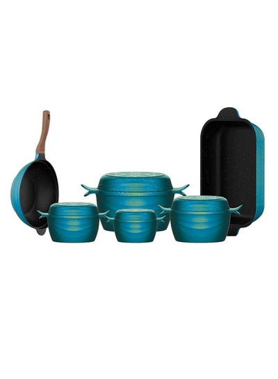 Buy 10-Piece Cookware Set (4 Casseroles (18,20,24,30 )cm/4 Multi Lid/Wok 30 cm/Roaster 36cm in Egypt