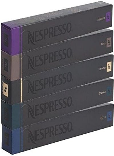 Buy Nespresso 50 Nespresso Capsules Original Line Espresso Coffee Capsules (Arpeggio, Roma, Ristretto, Kazaar, India, 10 pods each, 50 Servings) in UAE