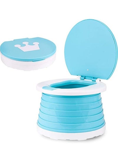 Buy Children's Folding Toilet Portable Folding Toilet Seat Boys & Girls Foldable Potty Chair Seat Toddler Potty Training Seat (Blue) in Saudi Arabia