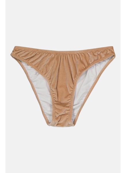 Buy Women Textured Bikini Bottom, Tan in UAE