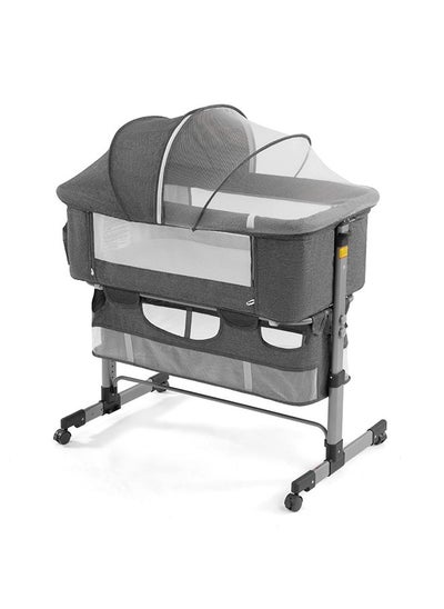 اشتري Bedside Sleeper Bedside Crib, Baby Bassinet 3 in 1 Travel Baby Crib Baby Bed with Breathable Net,Adjustable Portable Bed for Infant/Baby(Deep Grey) في السعودية