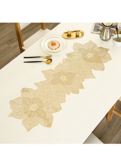 اشتري 3 Pack Rich Flower Table Flags Table Mats Bronzing Hollow Floral Waterproof Anti-Slip Home Insulation Mats with Kitchen Hotel Decorative Dining Table Decoration Mats في السعودية