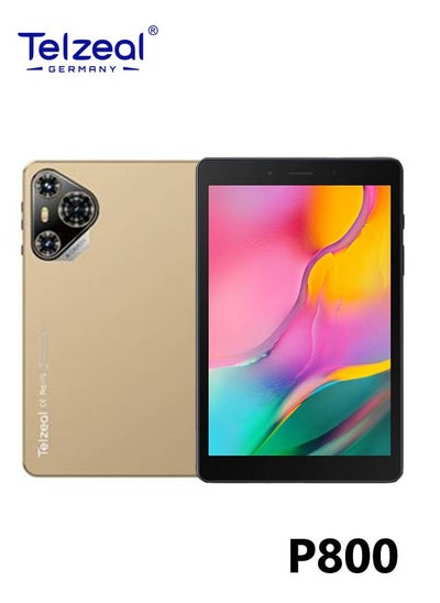 Buy Telzeal P800 Tablet 8 Inch Android 12 Tablet with Dual SIM 6GB RAM 256GB ROM 5G WiFi 5000mAh Battery and Wireless Keyboard Gold in UAE