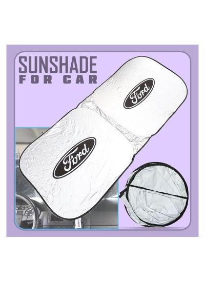 اشتري FORD Car Sun Shade UV Rays and Heat Protector Sun Visor Foldable Keep Your Vehicle Cool Blocks UV Rays, Car Windshield Sunshade في السعودية