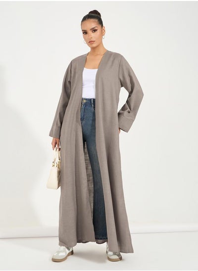 Buy Linen Look Abaya with Wide Sleeves in Saudi Arabia