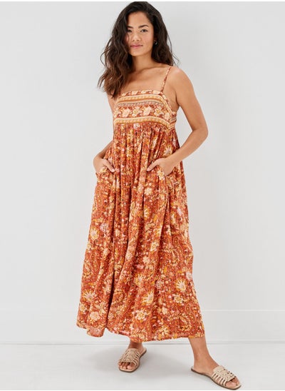 Buy Printed Plisse Detail Dress in UAE