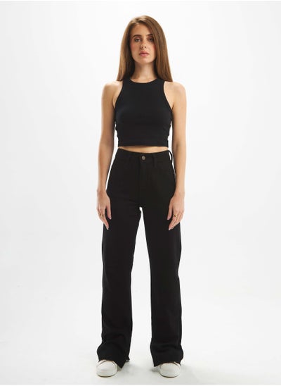 Buy High-Waist Black Gabardine Flared Pants. in Saudi Arabia