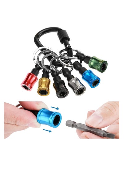 اشتري Drill Bit Holder, 1/4 Inch Hex Shank Keychain Extension Bar, Aluminum Alloy Magnetic Pivot Screwdriver Bits Holder, Set for Most Electric, Hand-held Screwdrivers and Drill Bits (12 Pieces) في الامارات