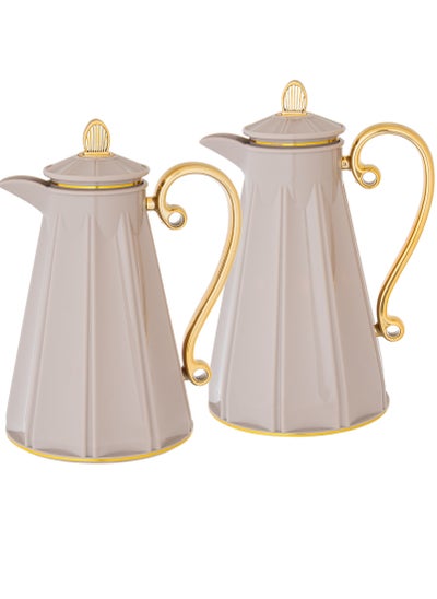 Buy Thermos Set Two Pieces for Tea and Coffee beige/Gold in Saudi Arabia