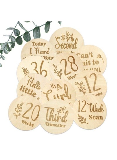 Buy Wooden Pregnancy Journey Milestone Markers Weekly Growth Bump Tracker Milestone Discs Double Sided Baby Arrival Photo Prop Cards And Pregnancy Announcement Baby Shower Gifts For Pregnant Moms in Saudi Arabia