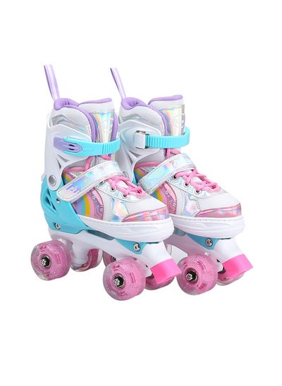 Buy Kids Girls Roller Skates Girls Quad Skates with 8 Luminous Wheels, Kids Roller Skates 4 Size Adjustable for Kids Skates Girls & Boys (Pink) in Saudi Arabia