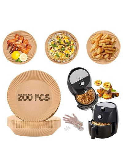 Buy Air Fryer Disposable Paper Liner 200 PCS, Non-Stick Air Fryer Liners, Round Baking Paper for Air Fryer Oven Roasting Microwave 200PCS in UAE