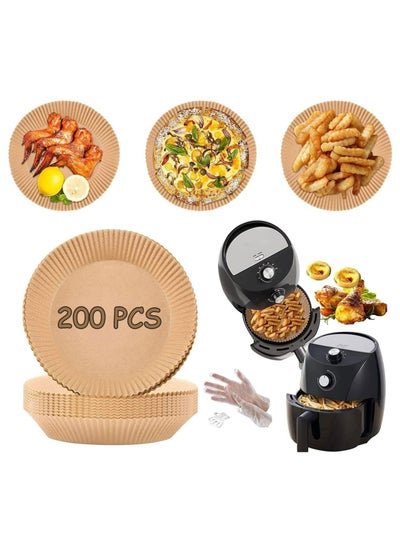 Buy Air Fryer Disposable Paper Liner 200 PCS, Non-Stick Air Fryer Liners, Round Baking Paper for Air Fryer Oven Roasting Microwave 200PCS in UAE